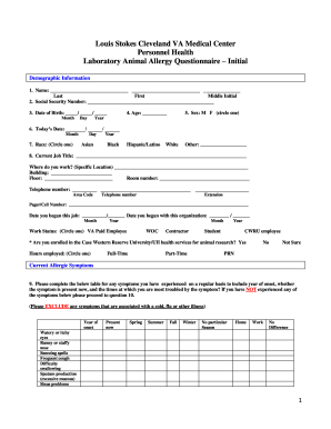 Laboratory Animal Allergy Questionnaire