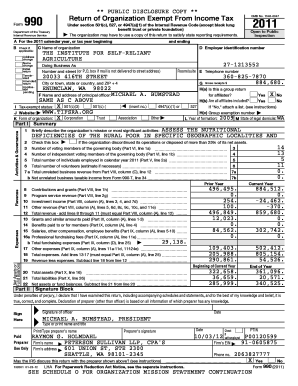 Form 990 Tax Return for Exempt Organizations