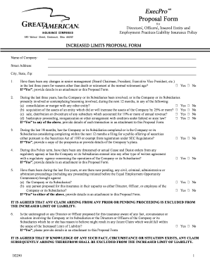 Directors and Officers Liability Insurance Proposal Form