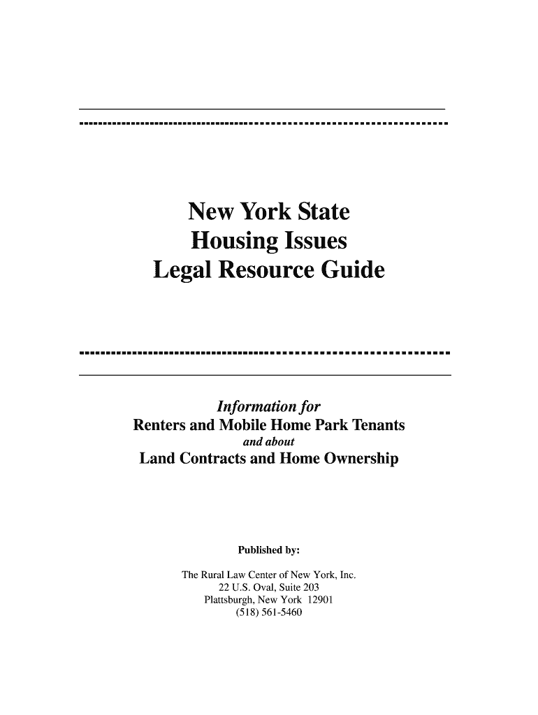Fillable Online rurallawcenter New York State Housing Issues Legal