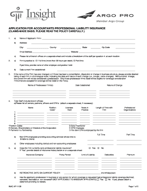 Accountants Professional Liability Insurance Application