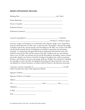 Minor Appearance Release Form