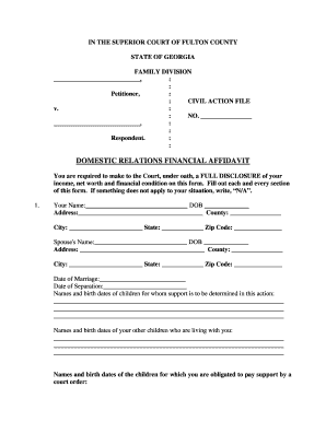 Domestic Relations Financial Affidavit