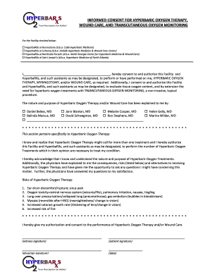 Informed Consent for Hyperbaric Oxygen Therapy and Wound Care