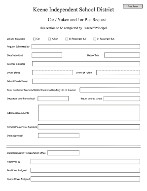 School Vehicle Request Form
