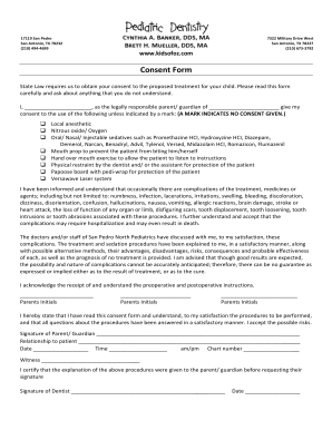 Pediatric Dental Treatment Consent Form