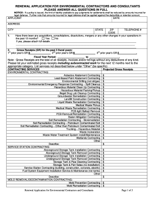 Renewal Application for Environmental Contractors and Consultants
