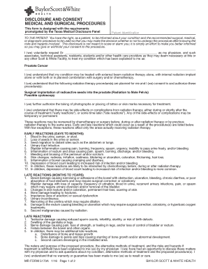 Medical Consent Form for Prostate Cancer Treatment