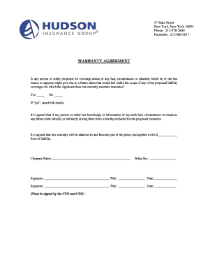 Warranty Agreement for Insurance Coverage