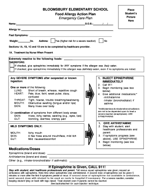 Food Allergy Action Plan