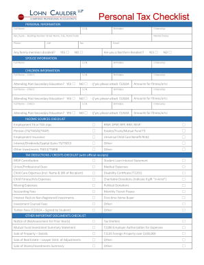 Personal Tax Checklist