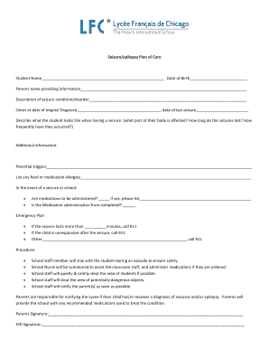 Seizure/Epilepsy Plan of Care