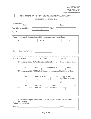 Authorization to Disclose Medical Records