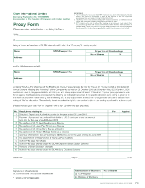 Olam International Proxy Form