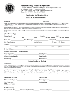 Federation of Public Employees Membership Application