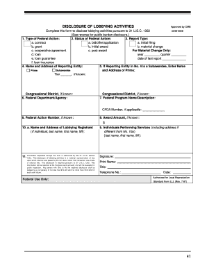 Disclosure of Lobbying Activities Form