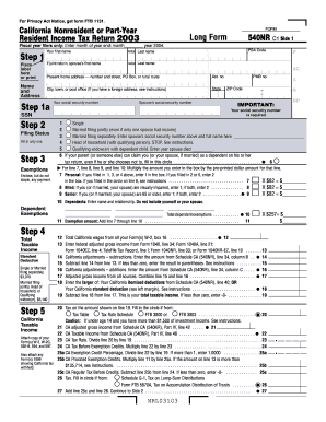 California Nonresident Income Tax Return 540NR