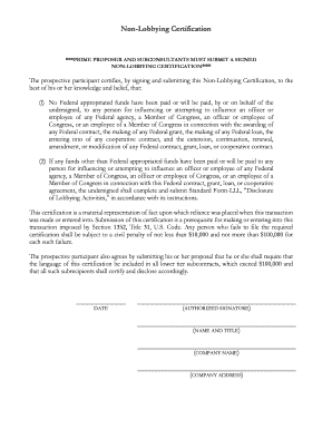 Non-Lobbying Certification Form