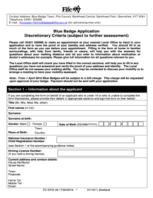Blue Badge Application Form