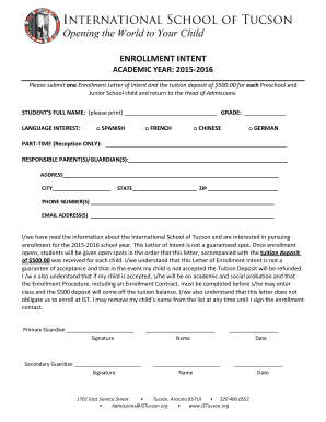 Withdrawal of enrollment letter - ENROLLMENT INTENT - istucson