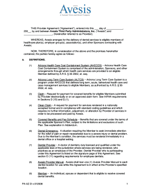 Arizona AHCCCS Dental Provider Agreement