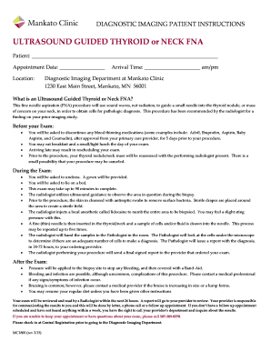 Ultrasound Guided Thyroid or Neck FNA Instructions