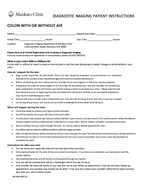 Colon With or Without Air Patient Instructions