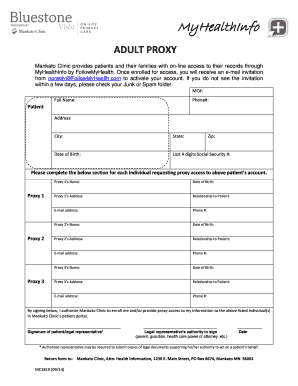 Adult Proxy Authorization Form