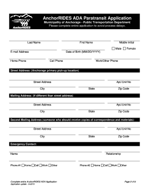 AnchorRIDES ADA Paratransit Application