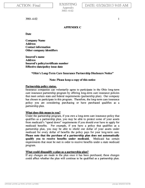 Ohio Long-Term Care Insurance Partnership Disclosure Notice