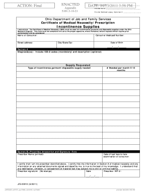 Ohio Medicaid Incontinence Supplies Certificate