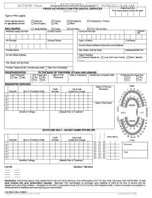 Ohio Prior Authorization Form for Dental Services