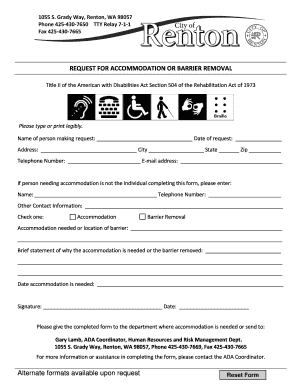 Request for Accommodation or Barrier Removal