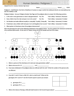 Human Genetics Pedigree Analysis Worksheet