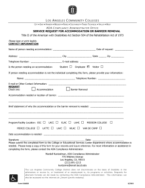 Service Request for Accommodation or Barrier Removal