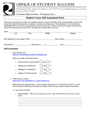 Student Career Self-Assessment Form