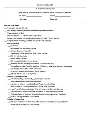 VA Loan Underwriting Submission File Order