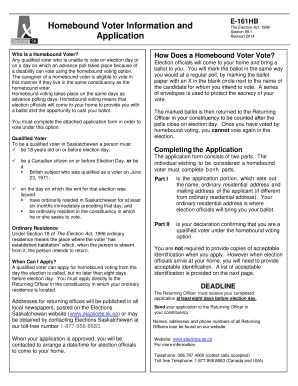 Homebound Voter Application Form