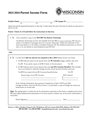 2015-2016 Parent Income Form
