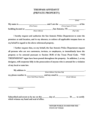 Trespass Affidavit