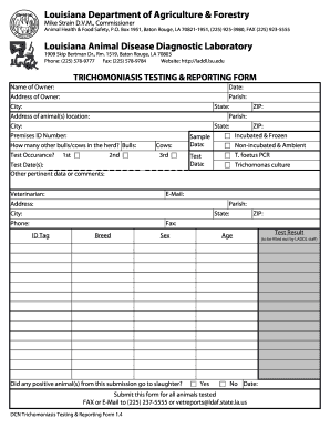 Louisiana Trichomoniasis Testing Form