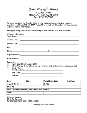 Order Form for Books