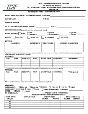Commercial Auto Insurance Quote Form