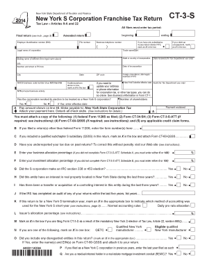 New York S Corporation Franchise Tax Return CT-3-S