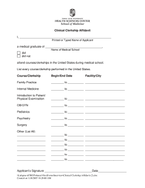 Clinical Clerkship Affidavit