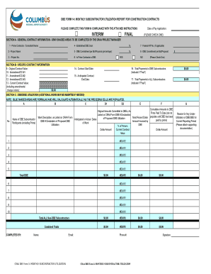 DBE Form 14 Monthly Subcontractor Utilization Report