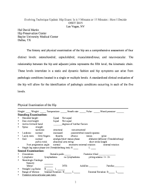 Hip Examination Form