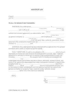 Waiver of Lien Form