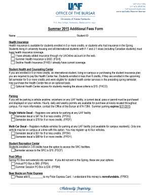Summer 2015 Additional Fees Form