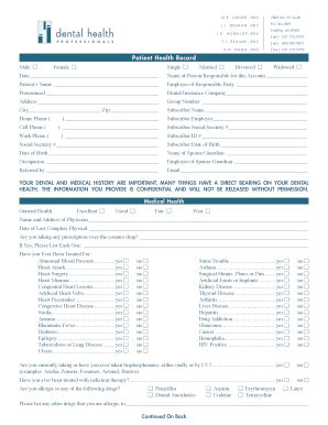 Patient Health Record Form